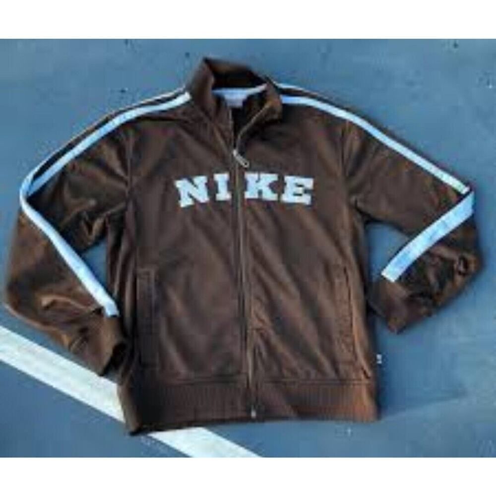 Nike Y2K Swoosh Brown Track Jacket Mens Size XXL 2X Athletic Sport Running Zip